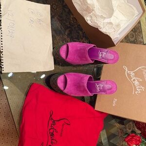 Christian Louboutin Women's Purple Yazemule Suede Platform Sandal